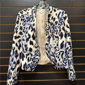 OVI Blue Leopard Print Blazer Size Large